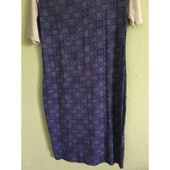 LULAROE JULIA DRESS MEDIUM GRAY/ BLUE SHORT SLEEVE - Picture 3 of 6